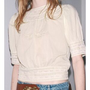 ✨ Zara ZW Collection Romantic Blouse 💯% Cotton - NWT ✨